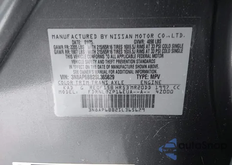 2025 Nissan Kicks S Intelligent Awd из США, поврежденный, VIN 3N8AP6BB2SL365629